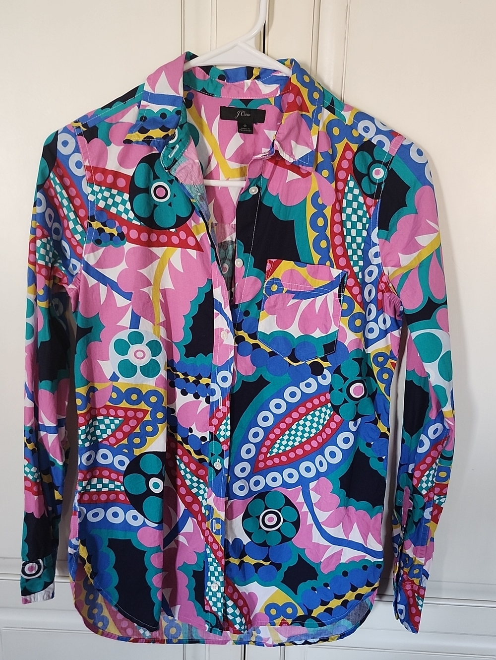 J. Crew Ratti Kaleidescope Multicolor Pink Blue Floral-Print Button Shirt